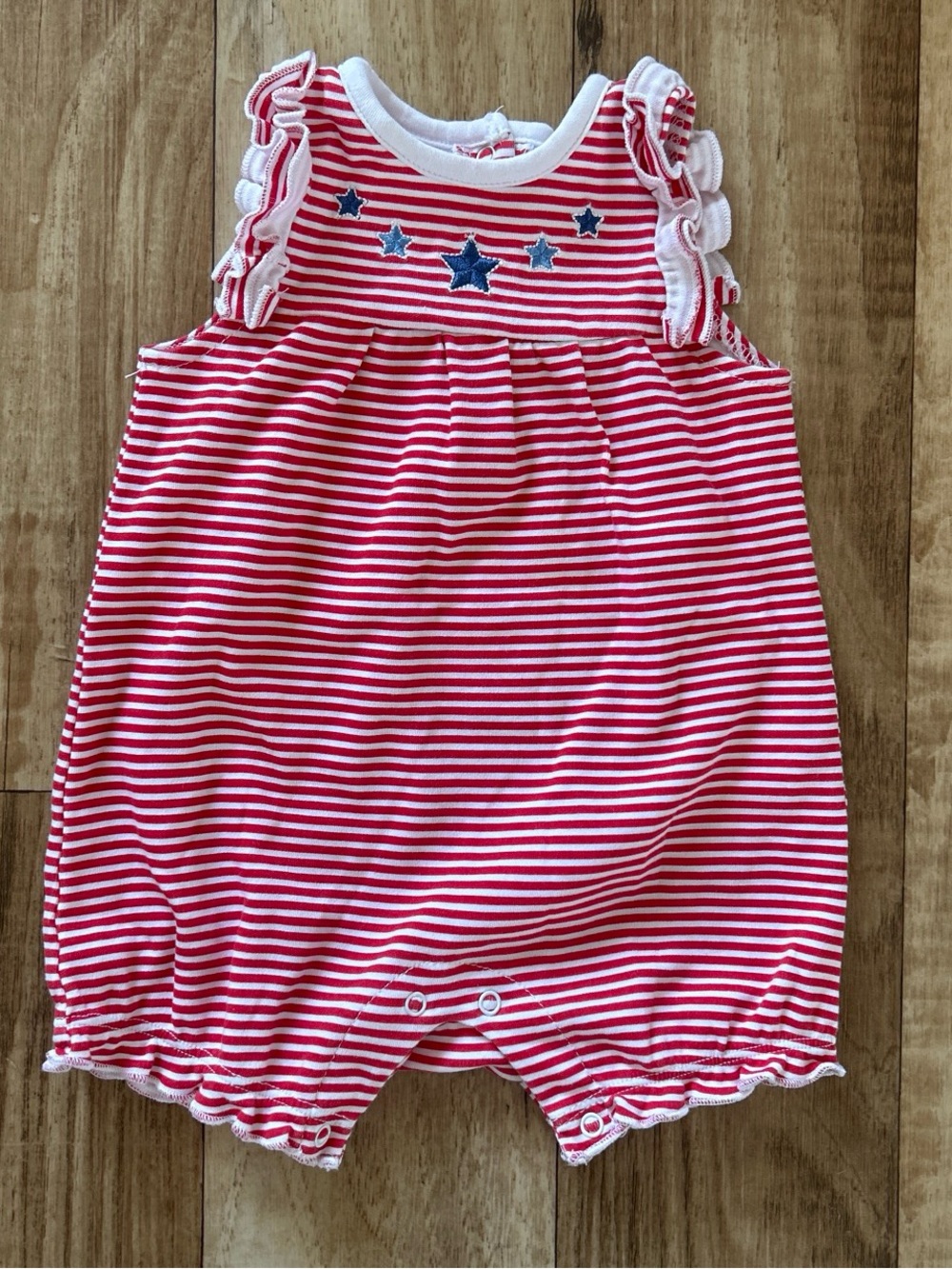 Little Me Red and White Striped Baby One-Piece Romper size 6 months